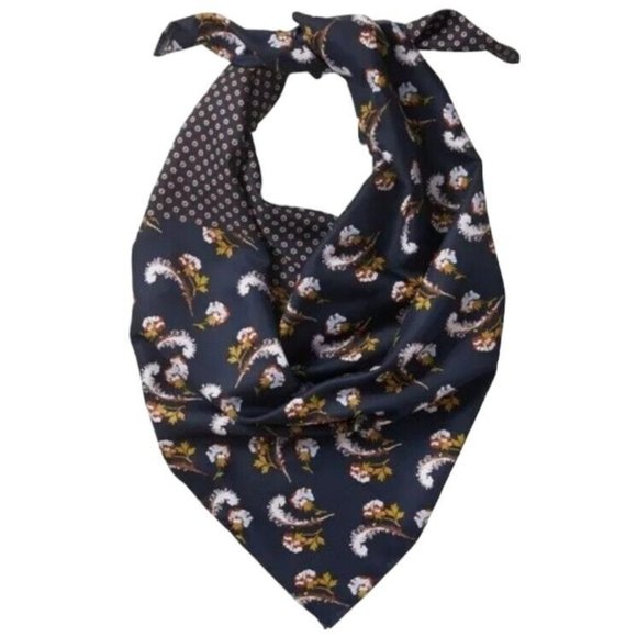 Banana Republic‎ Enid Floral Navy Blue  Polyester 35"X35" Square Scarf Head Wrap - Picture 1 of 7